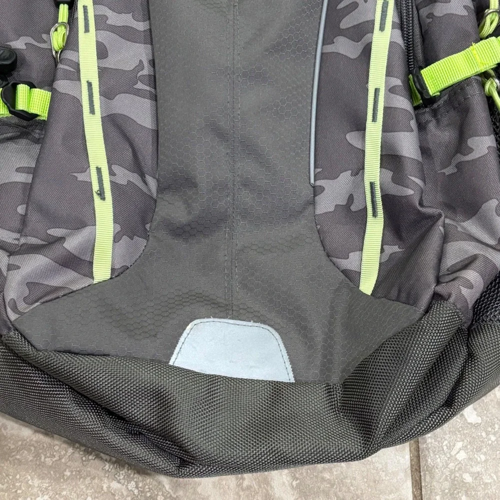 High Sierra Grey Camo Backpack Lime Green Suspension Strap School Hiking Bag
